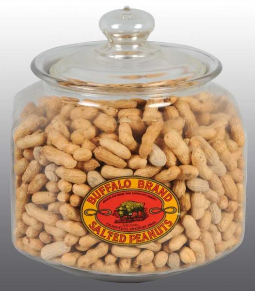 Appraisal: Buffalo Brand Peanut Jar w Lid Description Includes lid Paper