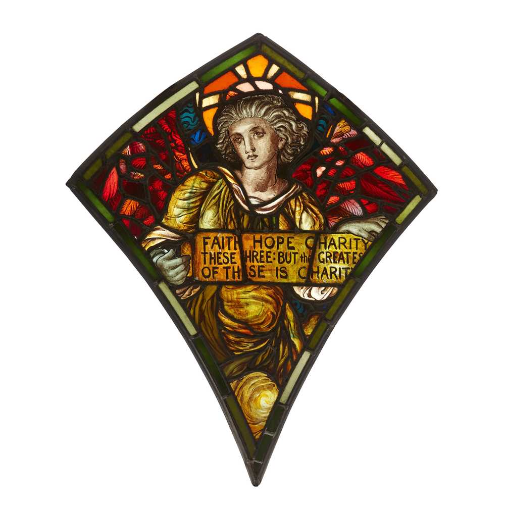 Appraisal: MANNER OF SELWYN IMAGE STAINED GLASS PANEL CIRCA stained painted