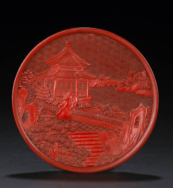 Appraisal: A cinnabar and black lacquer dish Late Qing Republic Period