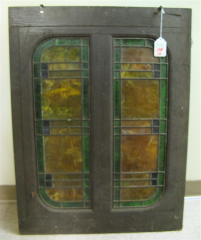 Appraisal: PAIR ARTS AND CRAFTS PERIOD AMERICAN STAINED AND LEADED GLASS