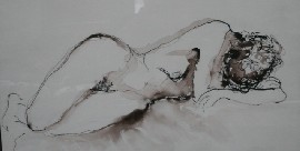 Appraisal: Maria Huebner Reclining Nude ink on paper together with two