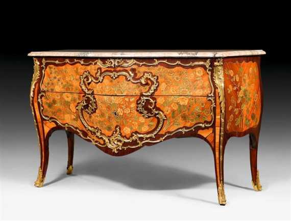 Appraisal: COMMODE A FLEURS Louis XV stamped P ROUSSEL Pierre Roussel