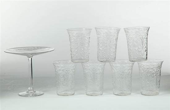 Appraisal: EIGHT PIECES OF GLASS American nd quarter- th century Seven