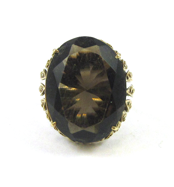 Appraisal: Lot SMOKY QUARTZ AND FOURTEEN KARAT GOLD RING set with