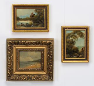 Appraisal: Small oil paintings of pastoral scenes Two early th century