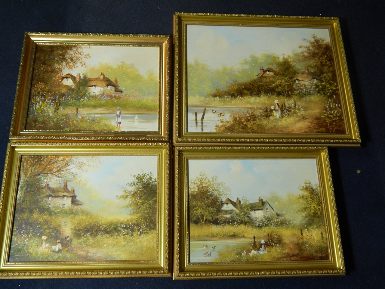 Appraisal: Les Parson English thC Country pastoral views four oils on