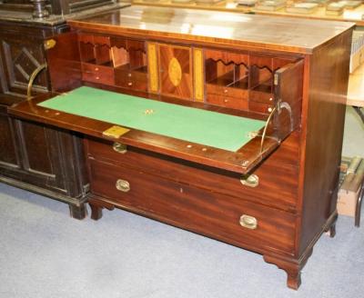 Appraisal: A Regency mahogany secretaire chest with three drawers beneath on