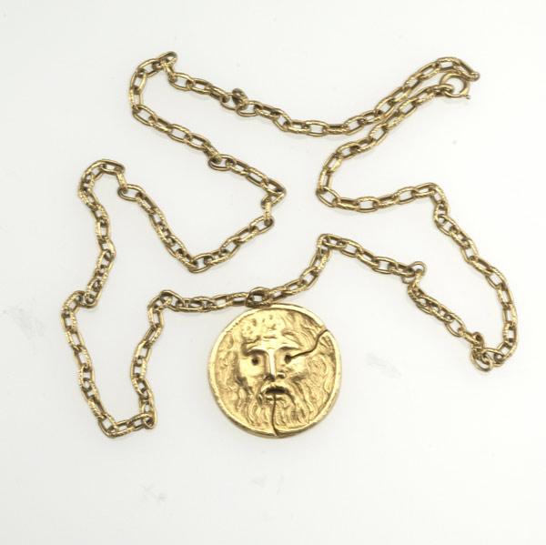 Appraisal: BOCCA DELLA VERITA NECKLACE k yg with circular sculpted pendant