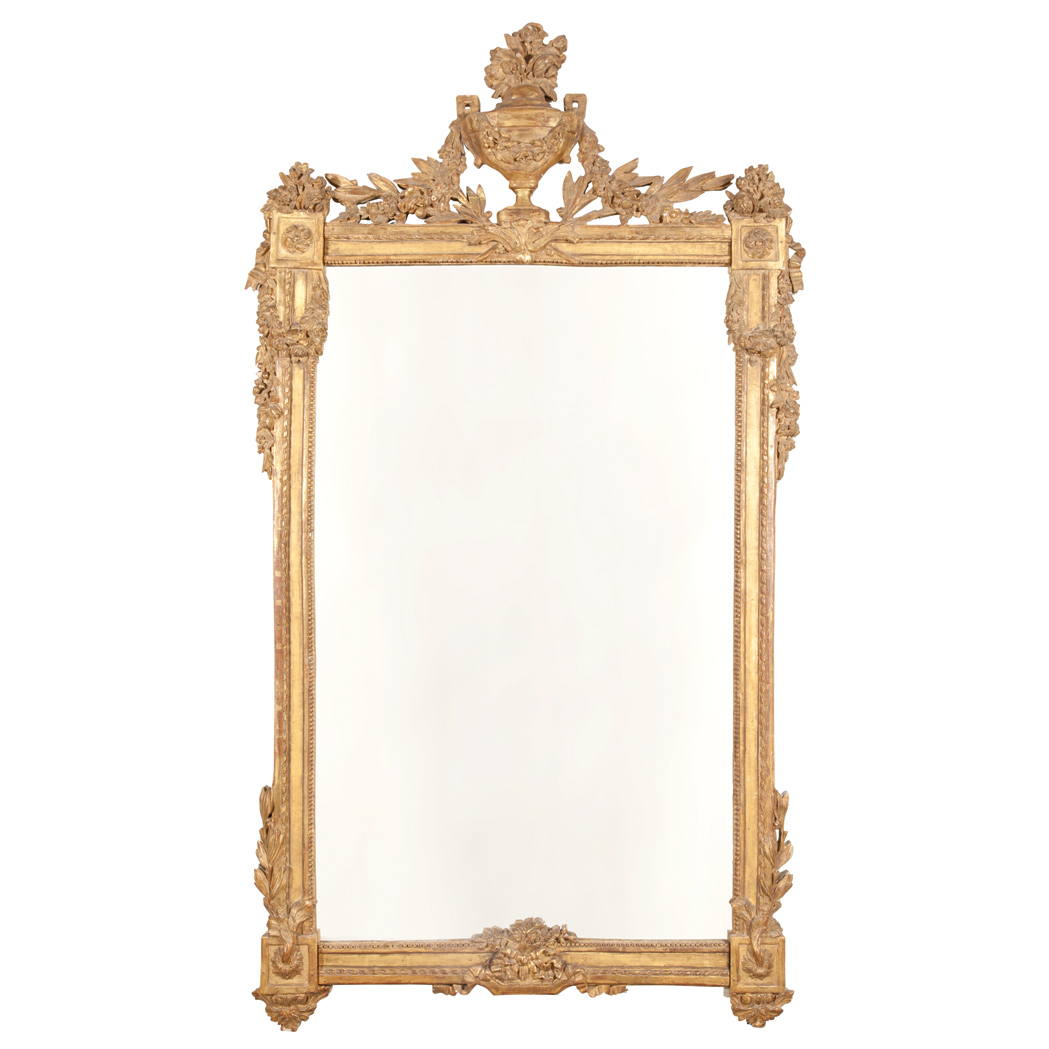 Appraisal: Louis XVI Giltwood and Painted Pier Mirror Last quarter of