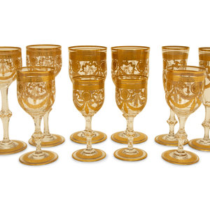 Appraisal: A St Louis Congress Gilt Decorated Glass Stemware Service comprising