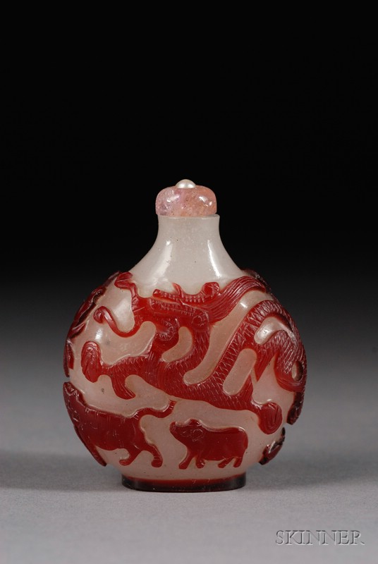 Appraisal: Peking Glass Snuff Bottle China th century cameo glass red