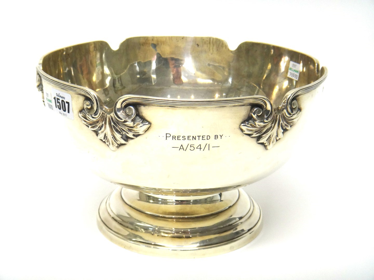 Appraisal: A silver rose bowl Sheffield by Mappin Webb on a