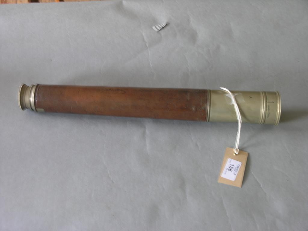 Appraisal: A Ross of London leather-bound nickel telescope inscribed 'Naval Control