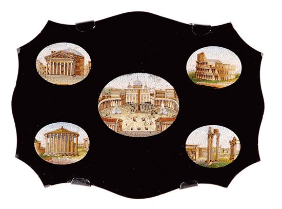 Appraisal: Fine Italian micromosaic Monuments of Rome plaque late th century