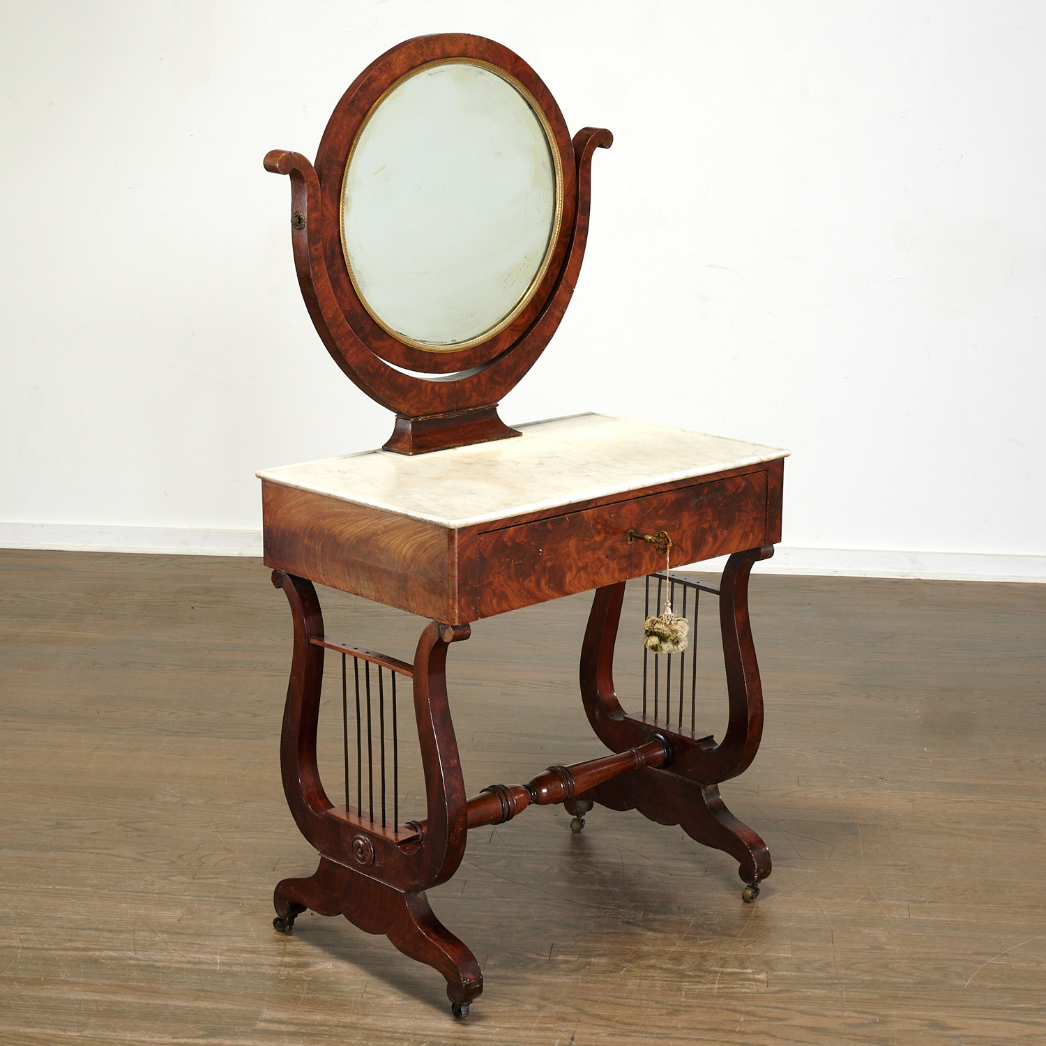 Appraisal: EMPIRE MAHOGANY DRESSING TABLE SIGNED CHAPUIS Early th c France