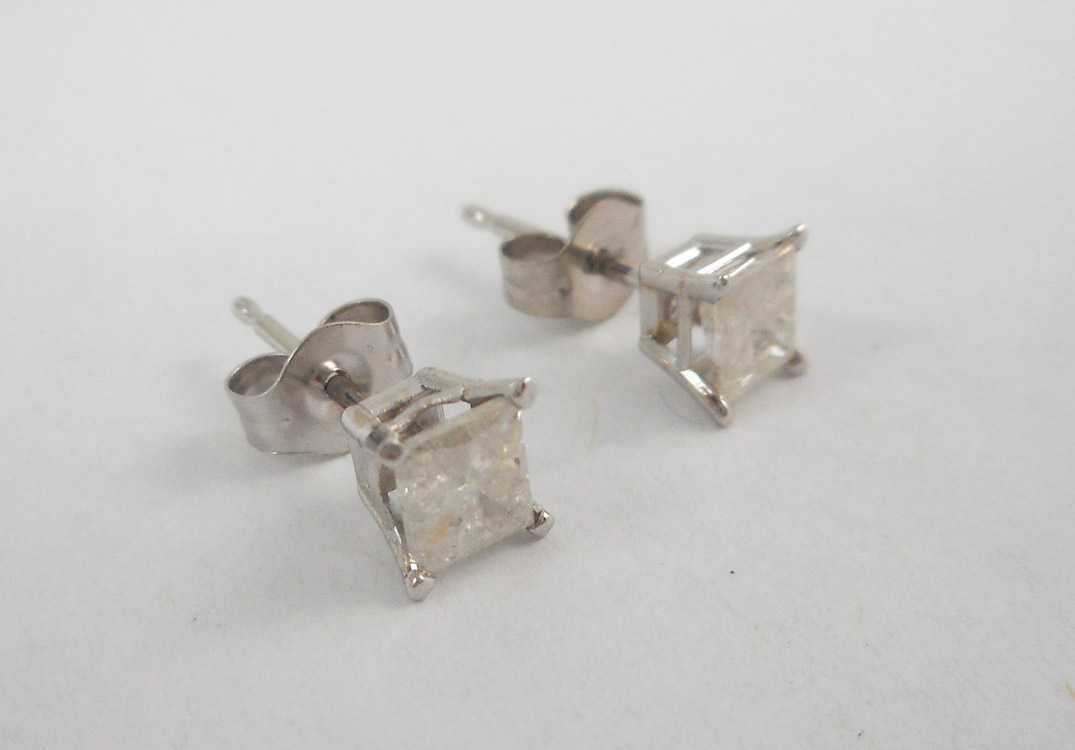 Appraisal: PAIR OF DIAMOND AND WHITE GOLD EAR STUDS each k