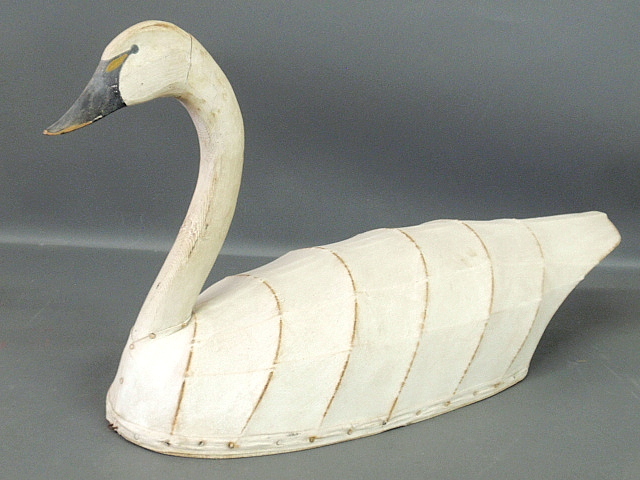 Appraisal: - Canvas covered goose decoy with carved and paint decorated