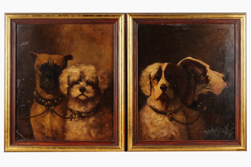 Appraisal: PAIR OF DOG PORTRAITScompanion works each oil on canvas each