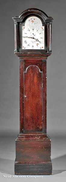 Appraisal: An American Carved Mahogany Tall Case Clock c polychrome-painted dial