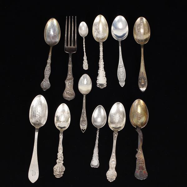 Appraisal: Twelve California sterling silver souvenir spoons and a Gold Rush