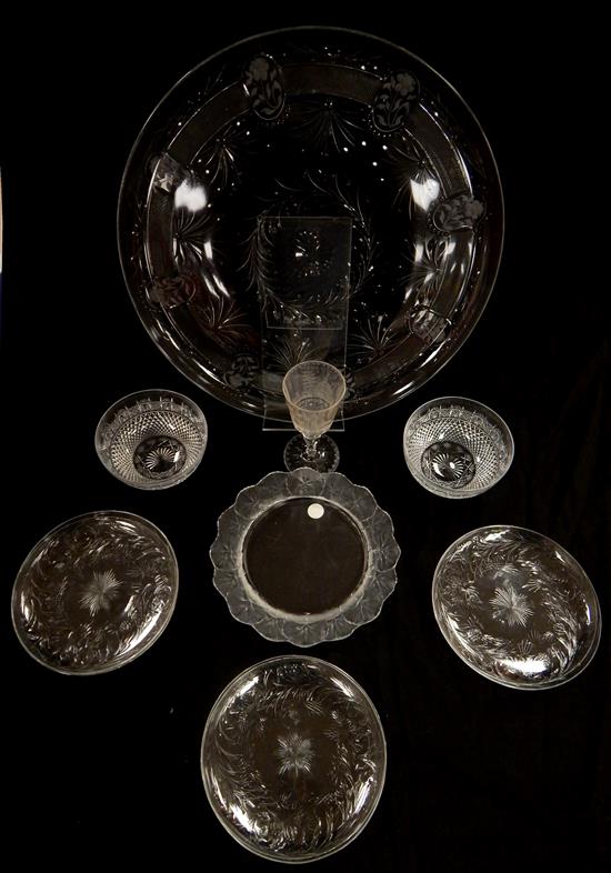 Appraisal: GLASS Eleven pieces of cut glass six Hawkes plates with