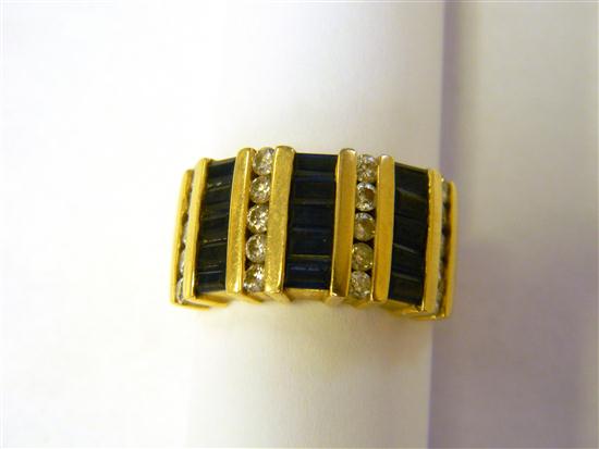 Appraisal: JEWELRY Sapphire and Diamond Ring K yellow gold fifteen rectangular