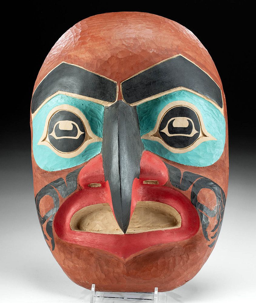 Appraisal: th C Tlingit Painted Wooden Eagle Mask Native American Northwestern