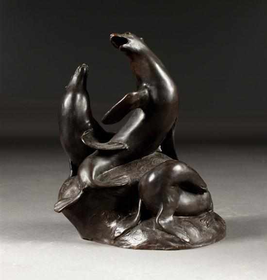 Appraisal: Anna Vaughn Hyatt Huntington American - Sea Lions bronze patinated