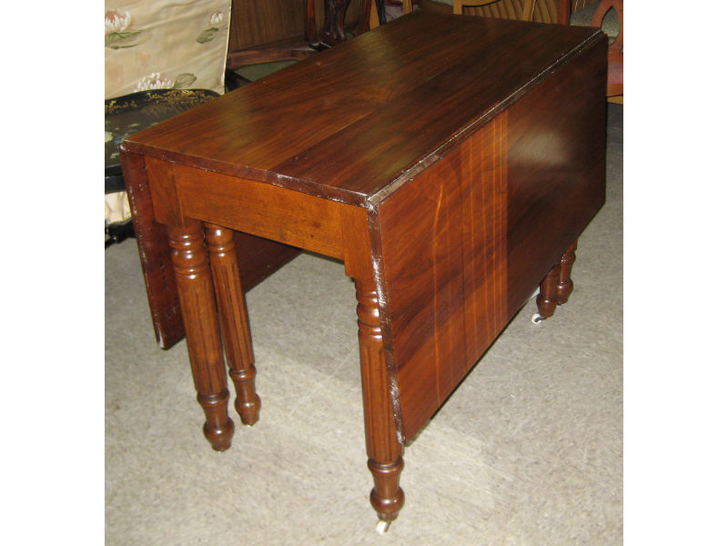 Appraisal: AMERICAN TH CENTURY ROSEWOOD DROP LEAF TABLE Finely figured rectangular