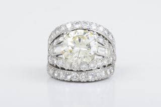 Appraisal: Platinum Diamond Ring Platinum diamond ring Center diamond ct cape