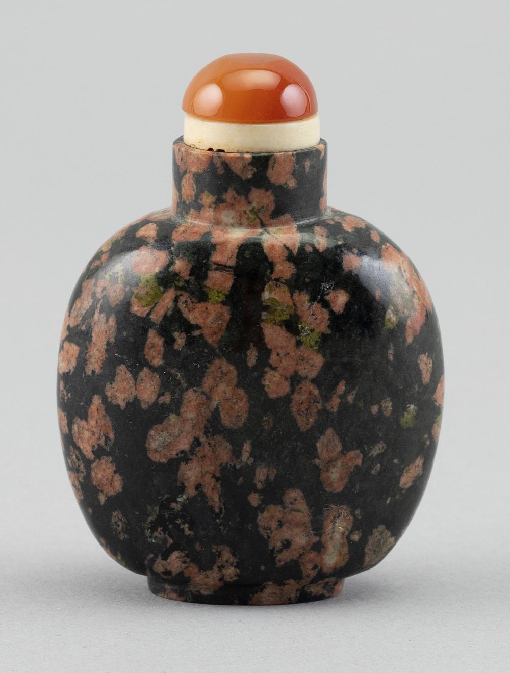 Appraisal: CHINESE PUDDINGSTONE SNUFF BOTTLE HEIGHT CHINESE PUDDINGSTONE SNUFF BOTTLE In