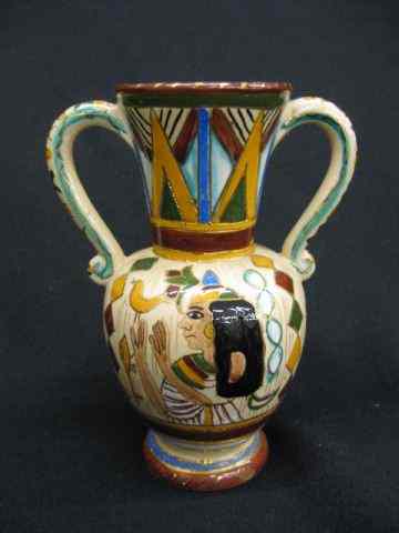 Appraisal: Deruta Italian Faience Pottery vase Egyptian motif '' excellent