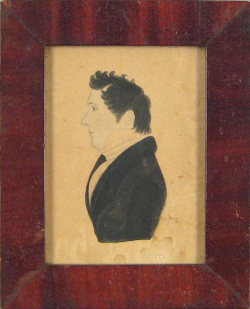 Appraisal: New England pencil and watercolor silhouette of a gentleman ca