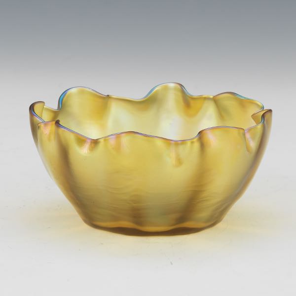 Appraisal: TIFFANY FAVRILE FINGER BOWL x Iridescent orange finger bowl with