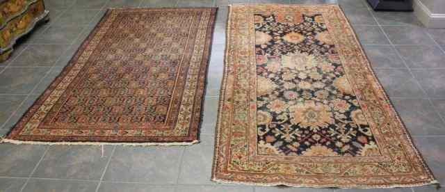 Appraisal: Two Antique Oriental Scatter Carpets One with overall repetitive field