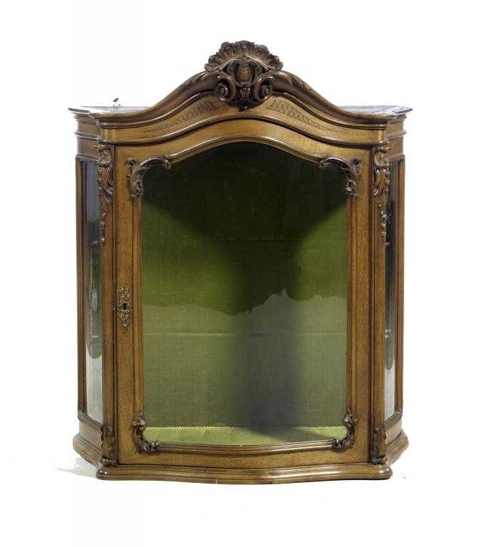 Appraisal: A FRENCH CARVED BEECH HANGING CABINET in Louis XV style