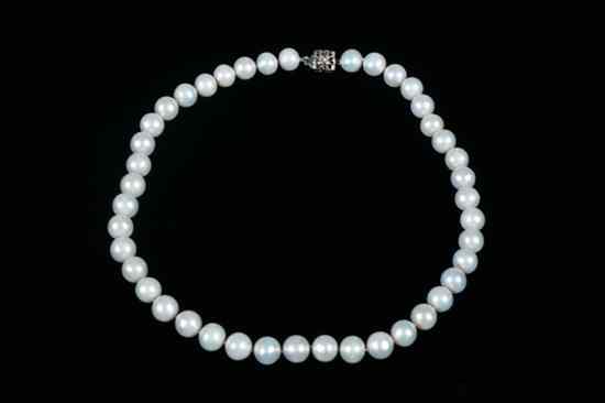 Appraisal: MATCHED CULTURED PEARL CHOKER pearls of mm Square sterling silver