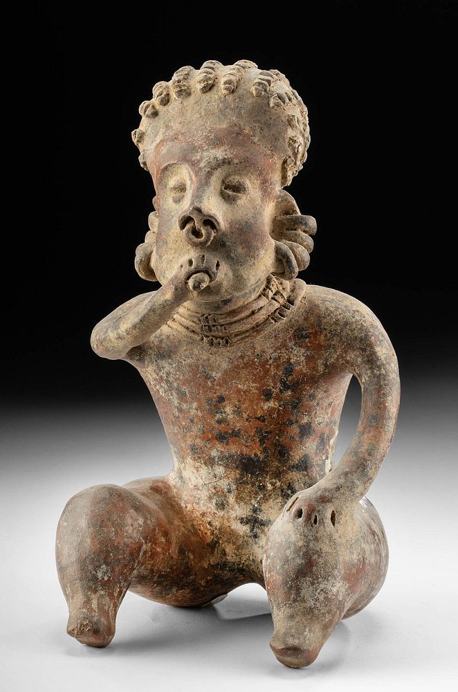 Appraisal: Nayarit Seated Smoker Figure Pre-Columbian West Mexico Nayarit ca BCE