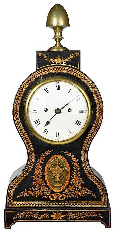 Appraisal: Georgian Painted Gilt Papier Mache Mantel Clock British th century