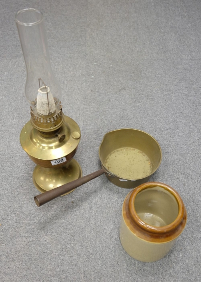 Appraisal: A collection of items to include Brass cooking pan Aladdin