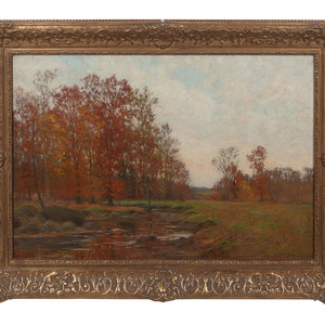 Appraisal: William Merritt Post American - Pastoral Landscape oil on canvas