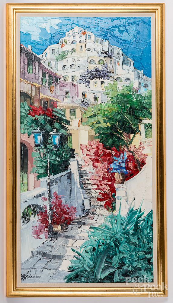 Appraisal: Antonio Di Viccaro oil on canvas Positano Antonio Di Viccaro