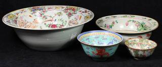 Appraisal: Chinese Porcelain Basin and Bowls lot of Group of Chinese