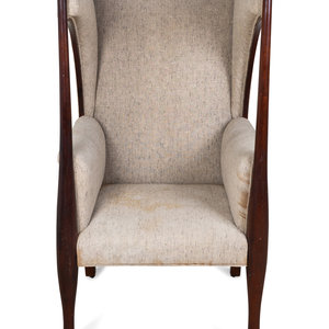 Appraisal: A Georgian Style Upholstered Mahogany Porter's Chair TH CENTURY Height