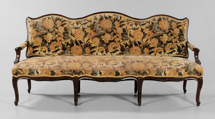 Appraisal: Louis XV Style Carved and Upholstered Sofa French or Italian