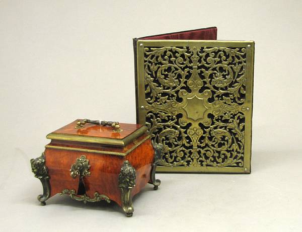 Appraisal: A Renaissance Revival brass mounted table casket and stationary folio