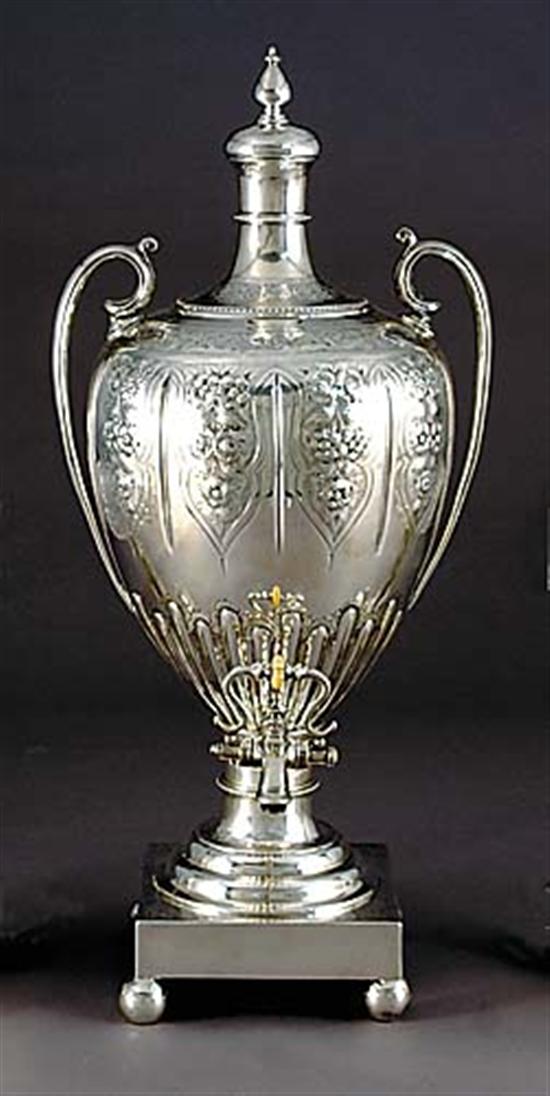 Appraisal: Mappin Brothers silverplate hot water urn circa covered urn form