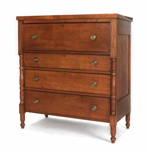 Appraisal: Pennsylvania Sheraton cherry chest of drawers early th c h