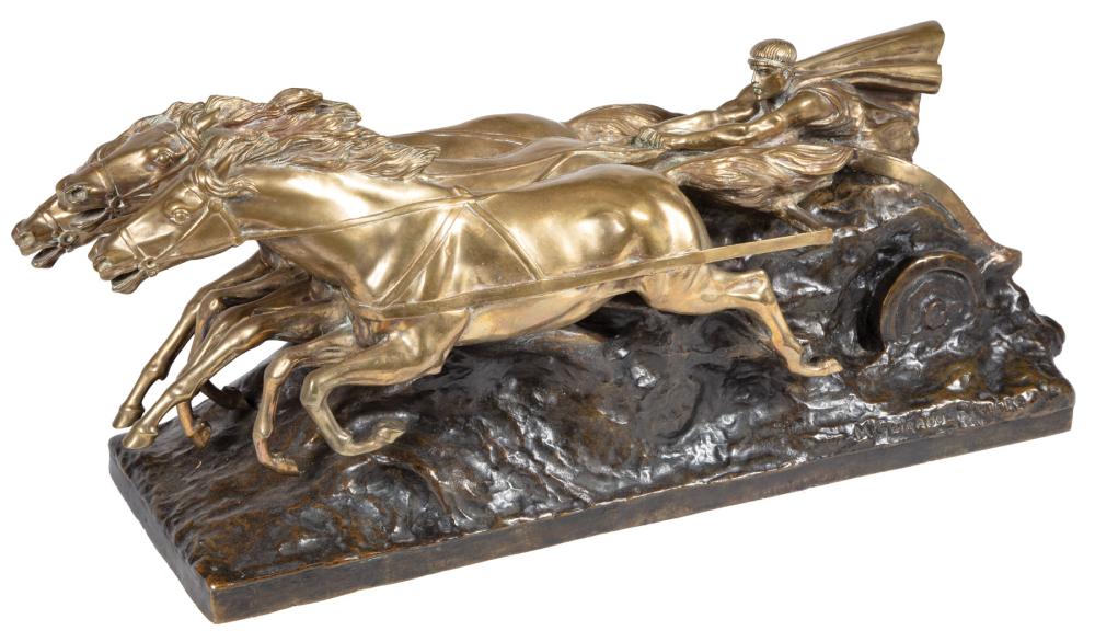 Appraisal: Maurice Guiraud-Rivi re French - Racing Charioteer bronze and patinated