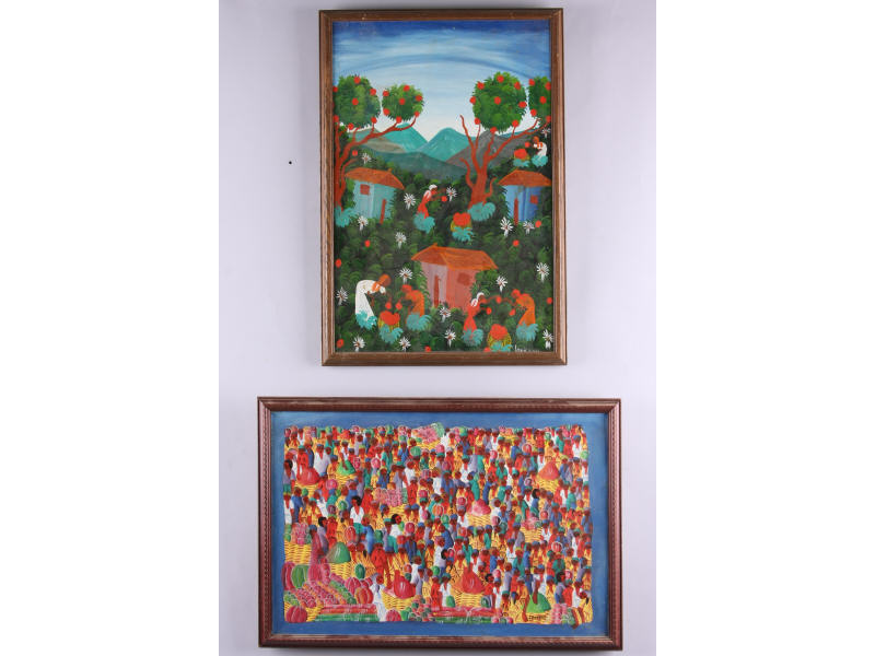 Appraisal: Two Haitian School Paintings as follows Oil on canvas signed